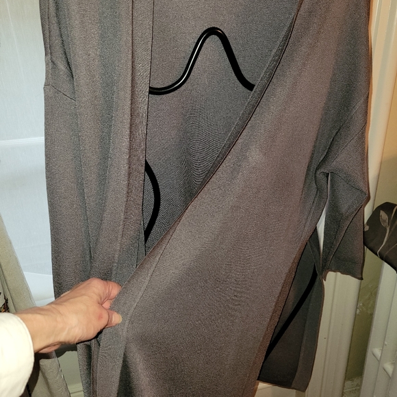 Anne Klein Open Front Knit Grey Duster M PRICE LOWERED - Picture 1 of 10